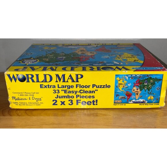 Melissa & Doug World Map Jumbo Floor Puzzle 33 Pieces Educational Toy 2 x 3 Feet - Picture 4 of 6